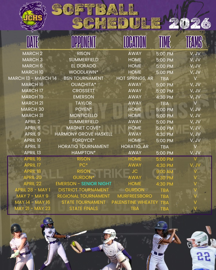 softball schedule