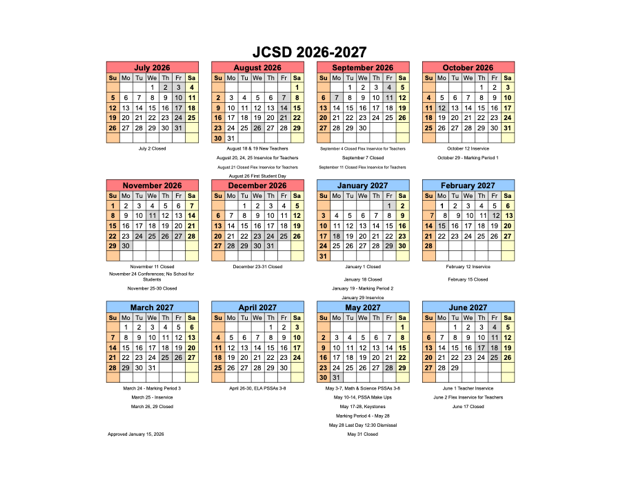 2026-2027 School Calendar