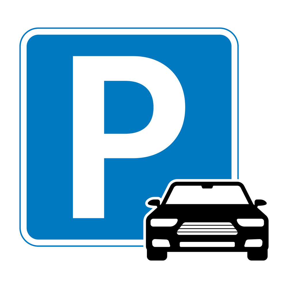 simple image of parking sign and car