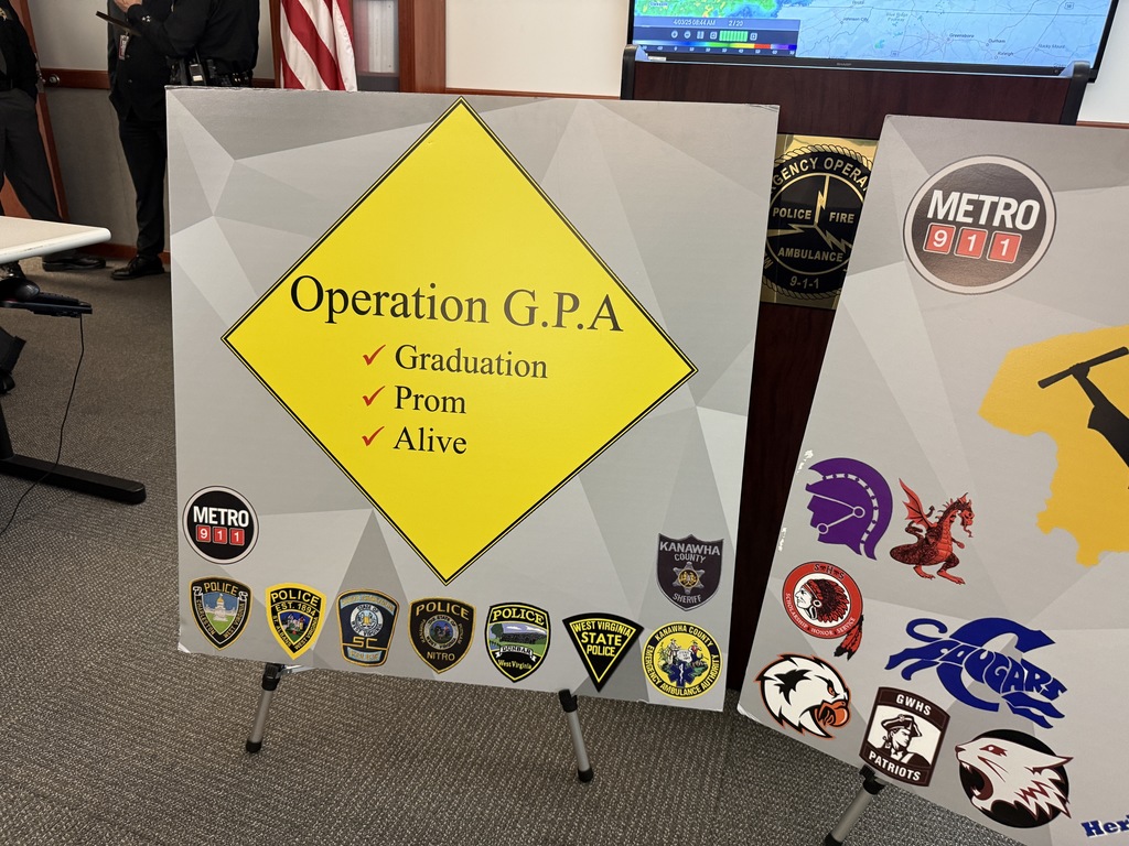 a sign highlighting what project GPA stands for. It stands for Graduation, Prom, Alive