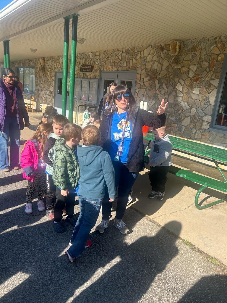 alum creek students and staff lining up to go eat lunch.