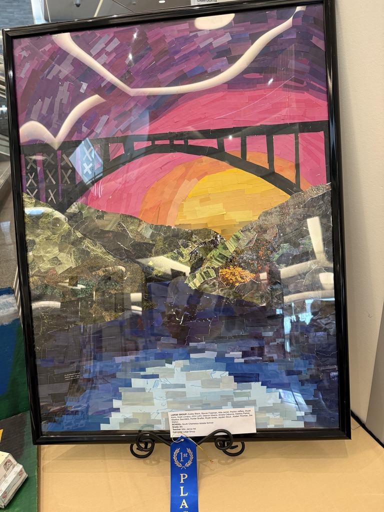 abstract art piece of the new river gorge bridge that won first place in the large group category.