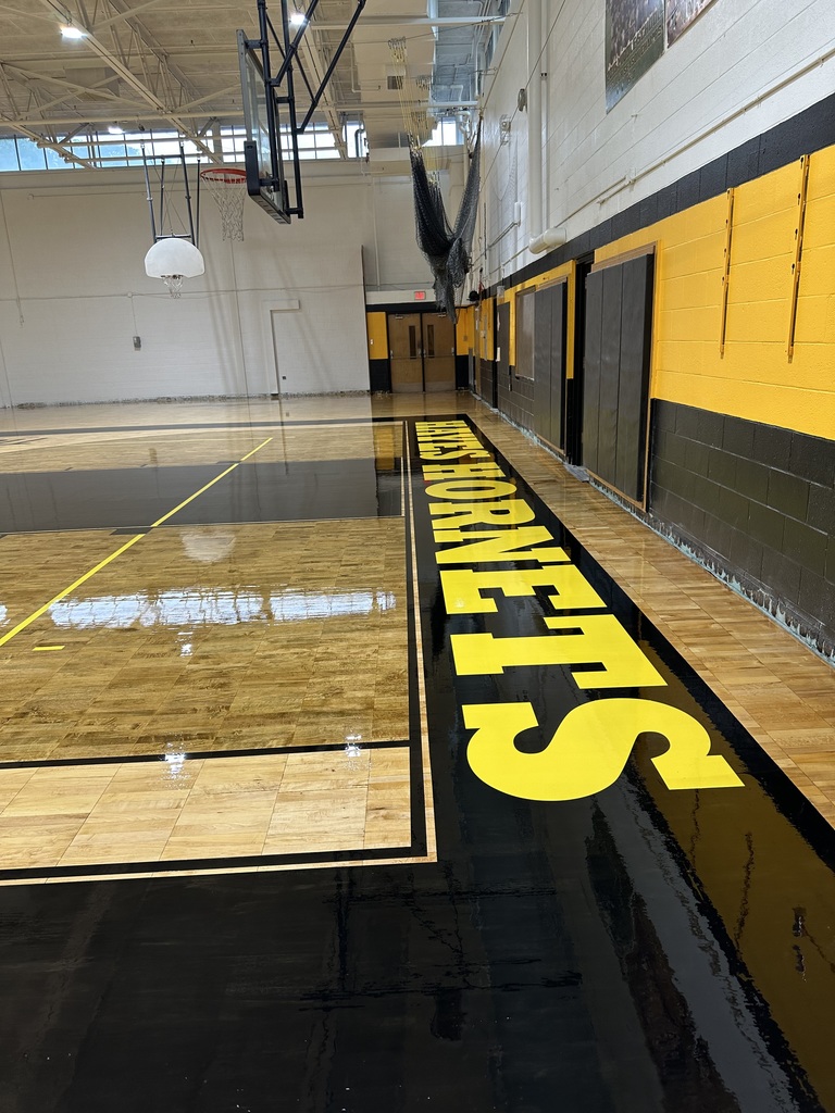 refinished gym floor at hayes middle school. 