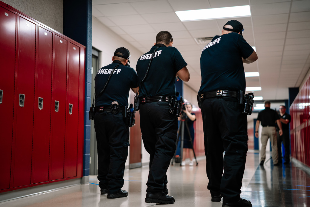 KCSD doing active threat training at a school in KCS.