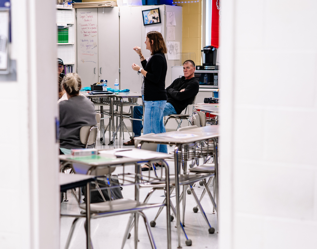 special education teachers and aides at their beginning of the year meeting at Riverside High School on August 13th, 2025.