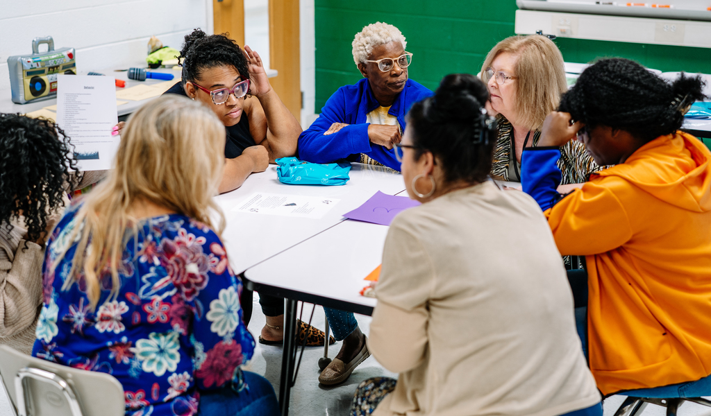 special education teachers and aides at their beginning of the year meeting at Riverside High School on August 13th, 2025.