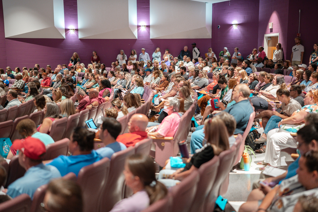 special education teachers and aides at their beginning of the year meeting at Riverside High School on August 13th, 2025.