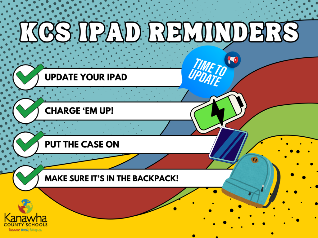 charge and update your student's iPad before the first day of school.