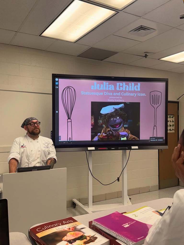 carver culinary students presenting their research on world famous chefs.