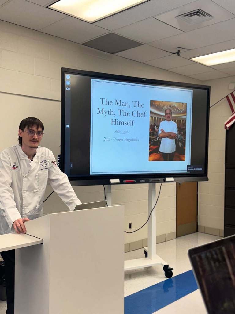 carver culinary students presenting their research on world famous chefs.