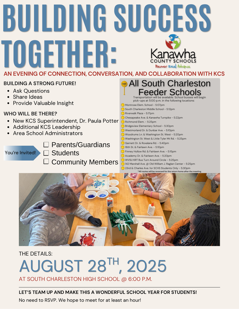 south charleston feeder area town hall with kcs superintendent dr. paula potter is on august 28th at schs high school at 6:00 p.m.