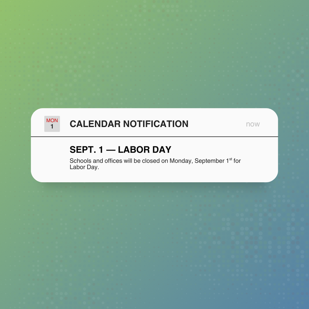 schools and offices in kcs are closed monday, september first for Labor Day.