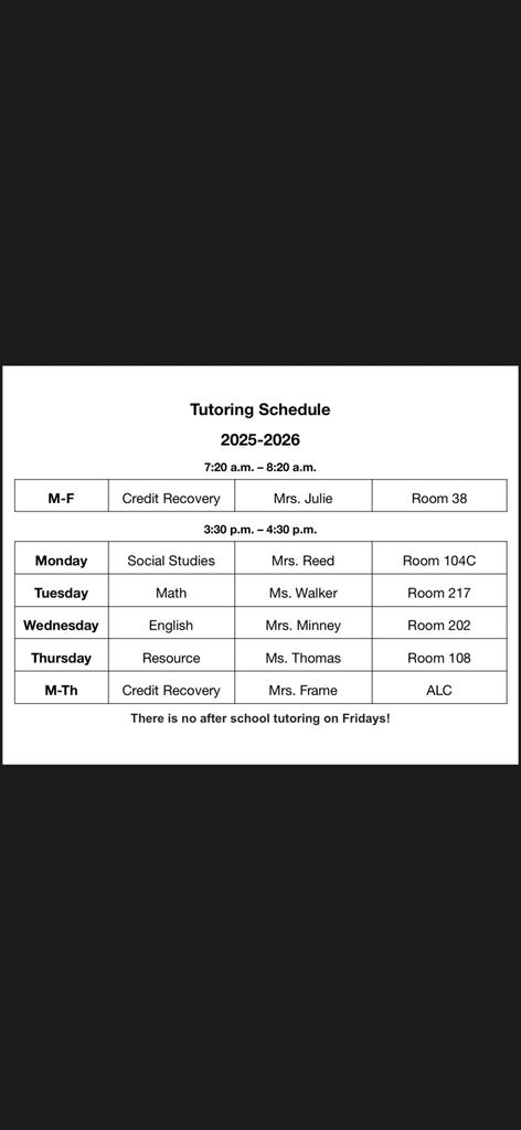 tutoring schedule 