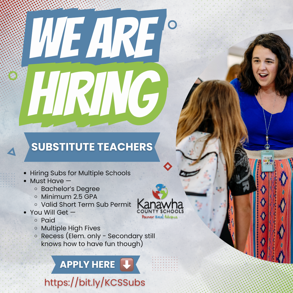 KCS is hiring substitute teachers. Apply now.