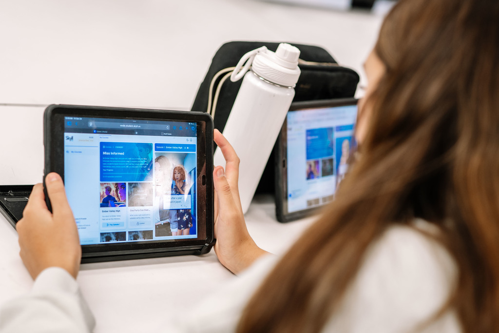 nitro high school students doing their internet safety lessons during class.