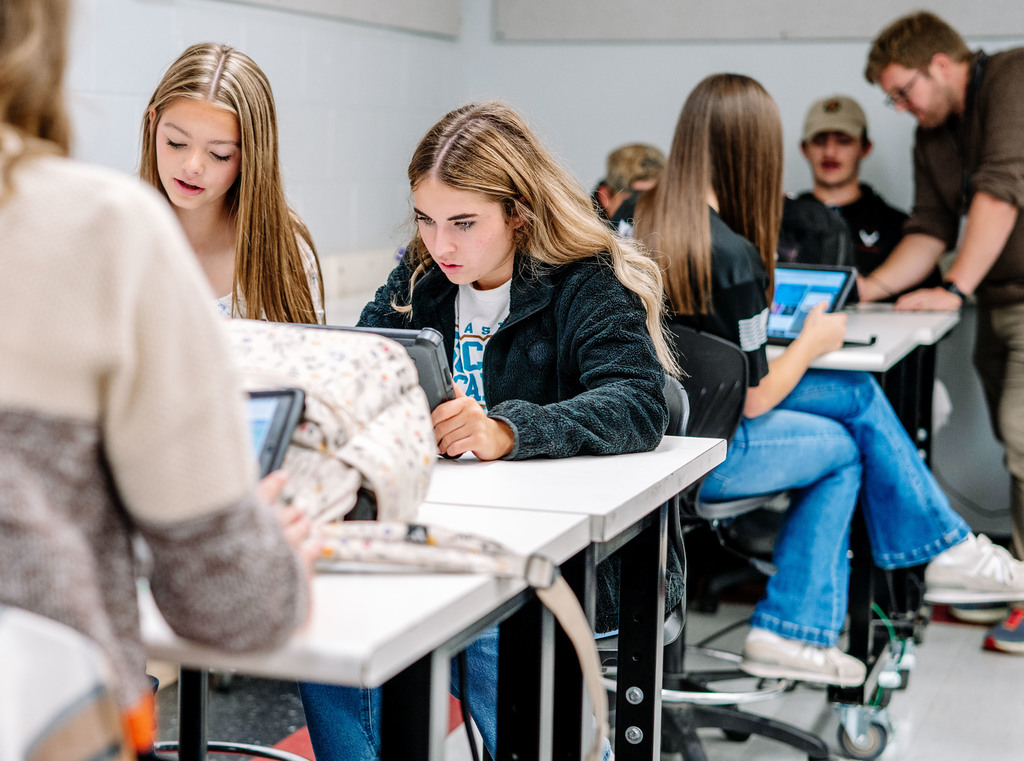 nitro high school students doing their internet safety lessons during class.