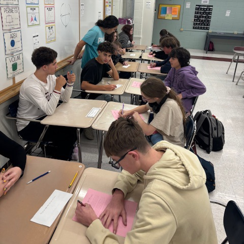 students doing math in groups