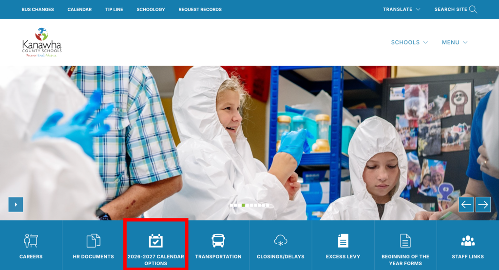 kcs website home screen