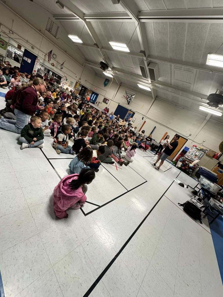 cross lanes elementary students in the school gym watching animal experts from zoodles show off animals from around the planet.