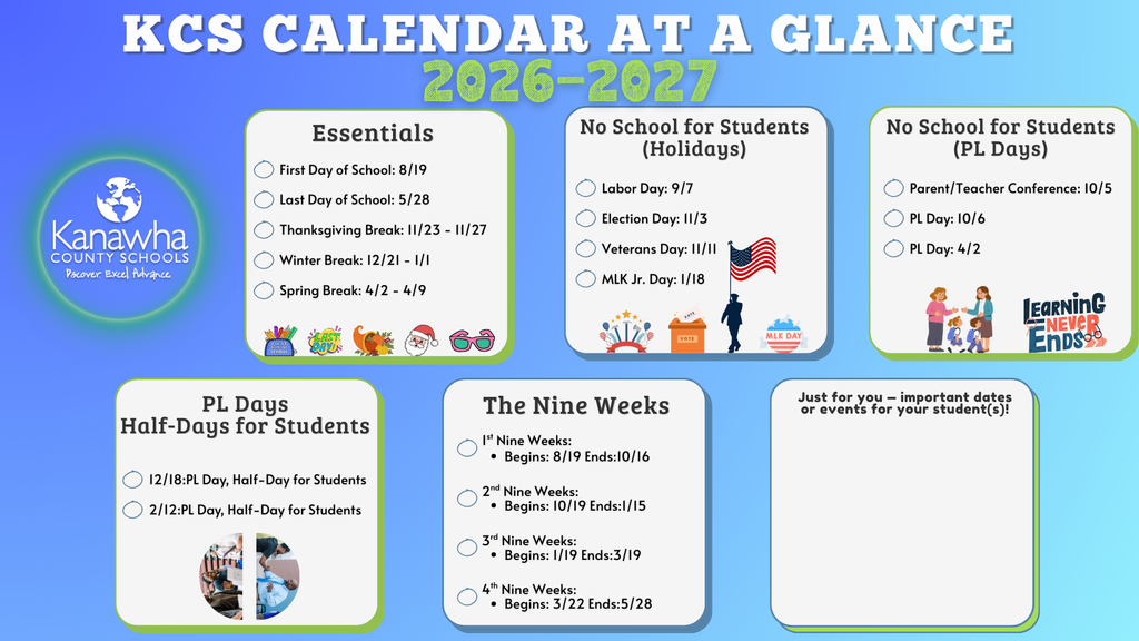 KCS 2026-2027 Calendar Highlights