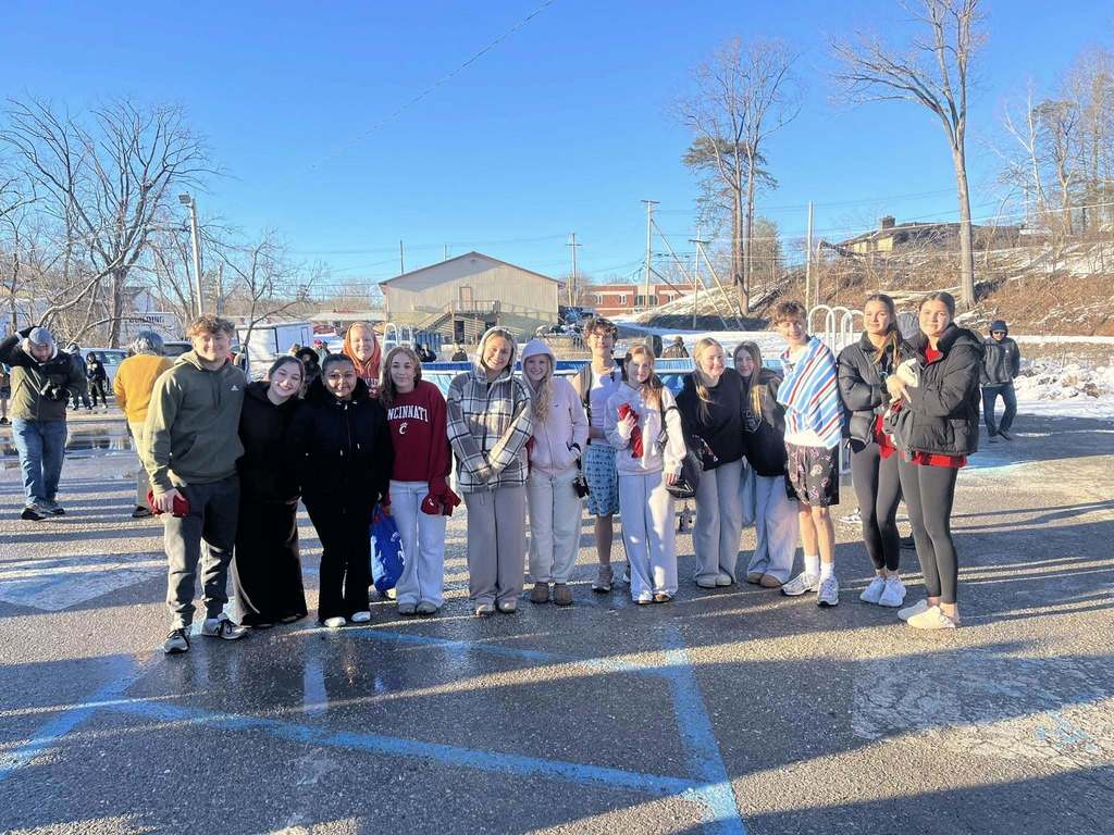 A group picture of all of the SCHS students who jumped into the pool for the school's polar plunge event to raise money for the Special Olympics of West Virginia.