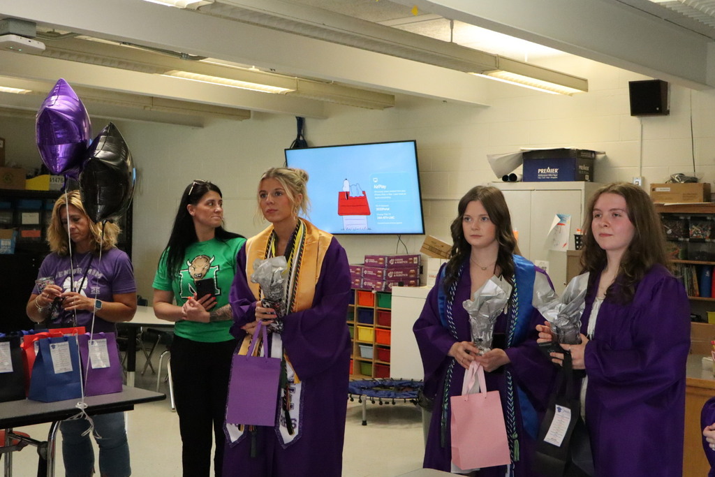Students getting gifts.