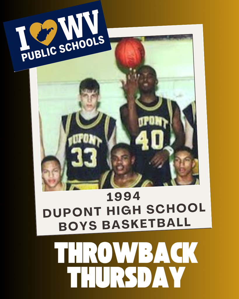 Picture of the 1994 DuPont High School Boys Basketball team. In the middle are former NBA Player, Jason Williams wearing number 33. Beside him is future NFL Hall of Famer, Randy Moss who is spinning a ball on his finger and wearing number 40. Other teammates are around them.  