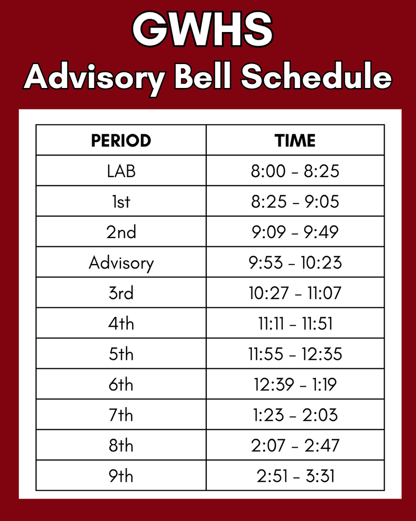 advisory bell shcdule