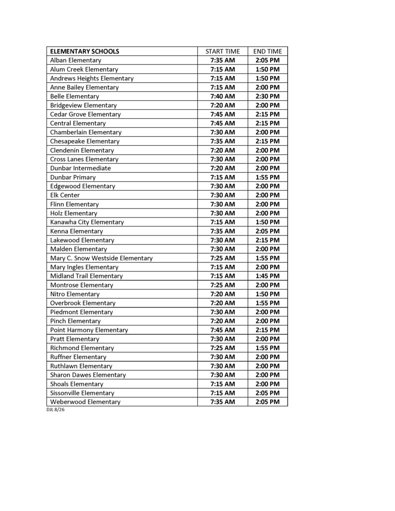 elementary school start times