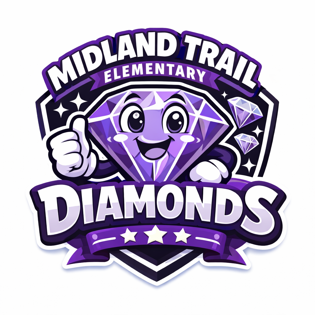 Midland Trail Diamond Mascot with thumbs up. 