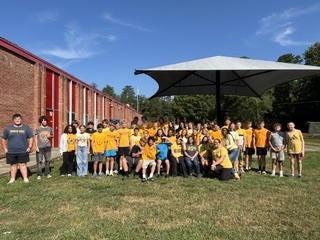 KCS students and staff wearing gold for childhood cancer awareness.