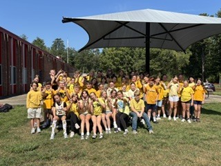 KCS students and staff wearing gold for childhood cancer awareness.