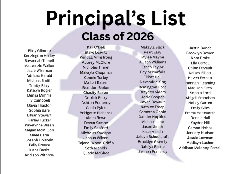 c/o 2026 Principal's List