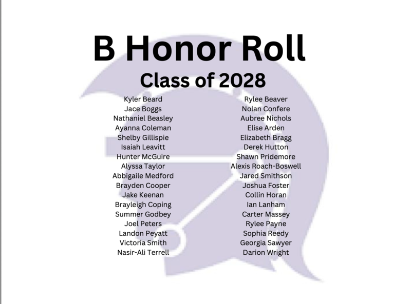 c/o 2028 B Honor Roll