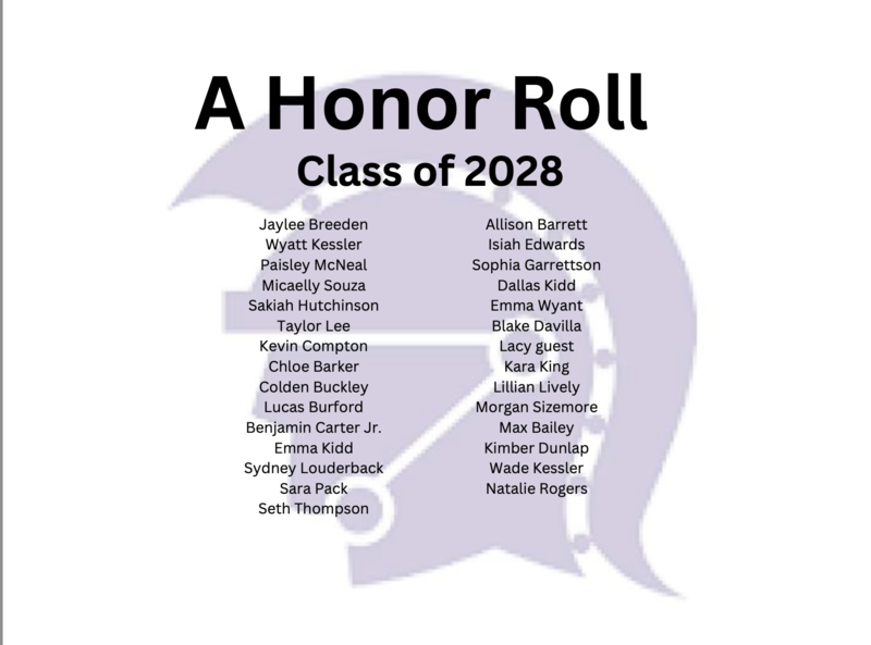 c/o 2028 A Honor Roll