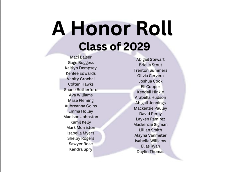c/o 2029 A Honor Roll