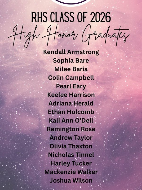 list of high honor graduates