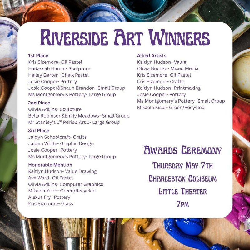 listing of all the RHS winners of the 2026 KCS Art Show