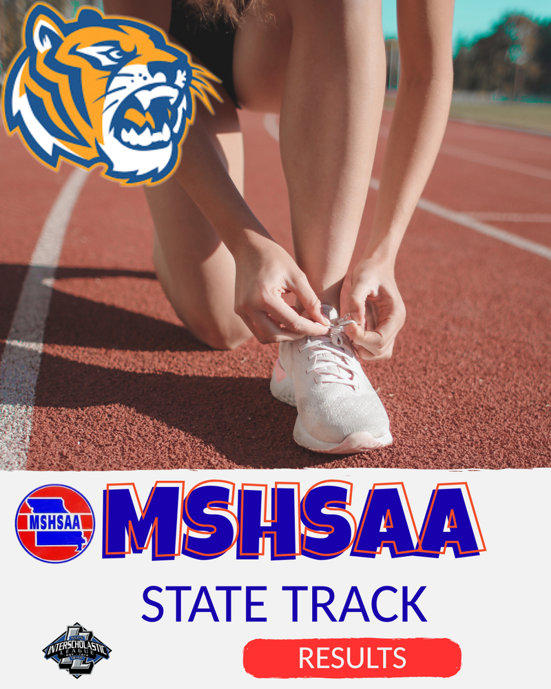 Person bending over on track tying shoe with script stating track results