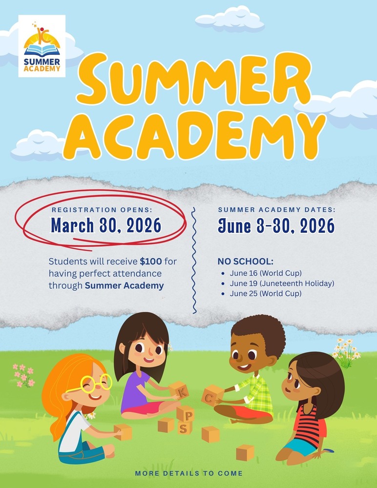 Summer Academy flyer - Registration begins March 30