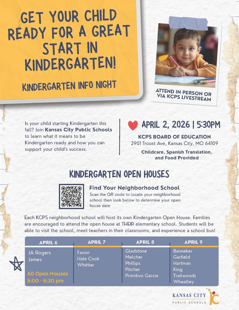 Flyer advertising Kindergarten Information Night on April 2nd at 5:30pm
