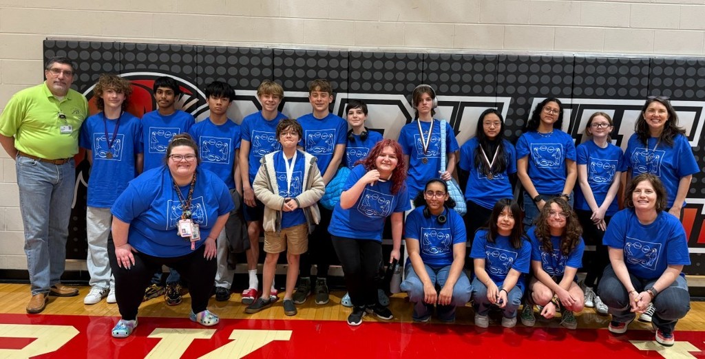 Lincoln Middle Mathletics Team Photo pictured in Blue shirts.  