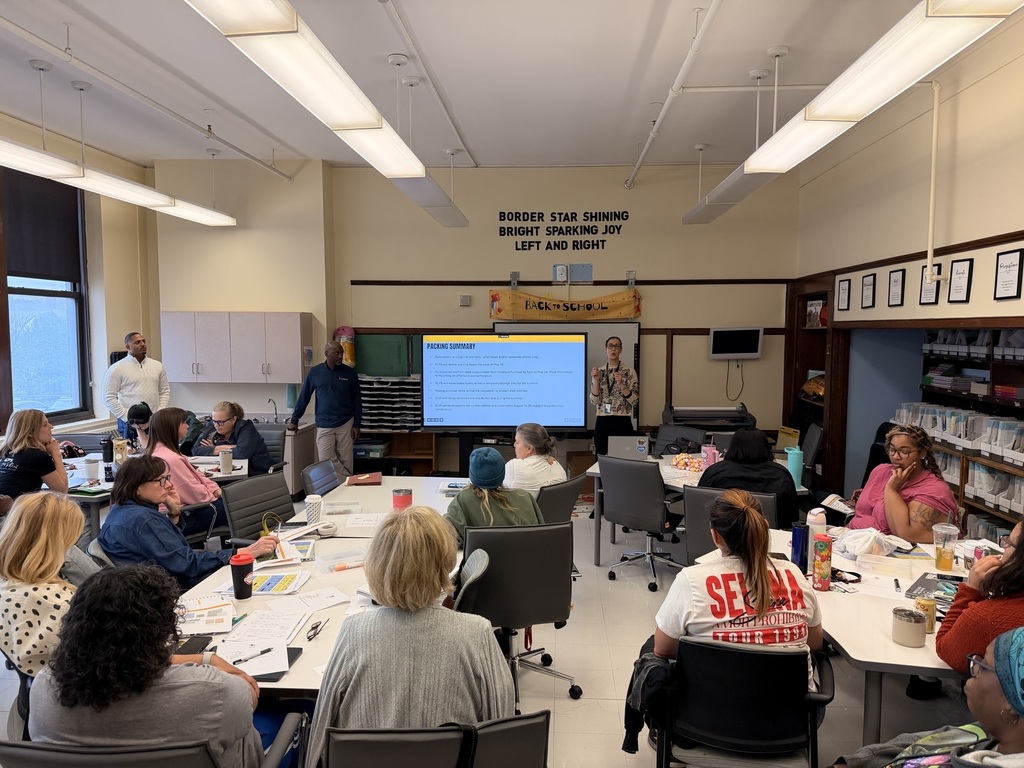 KCPS's Bond Engagement Team speaks to staff about upcoming renovations to their building