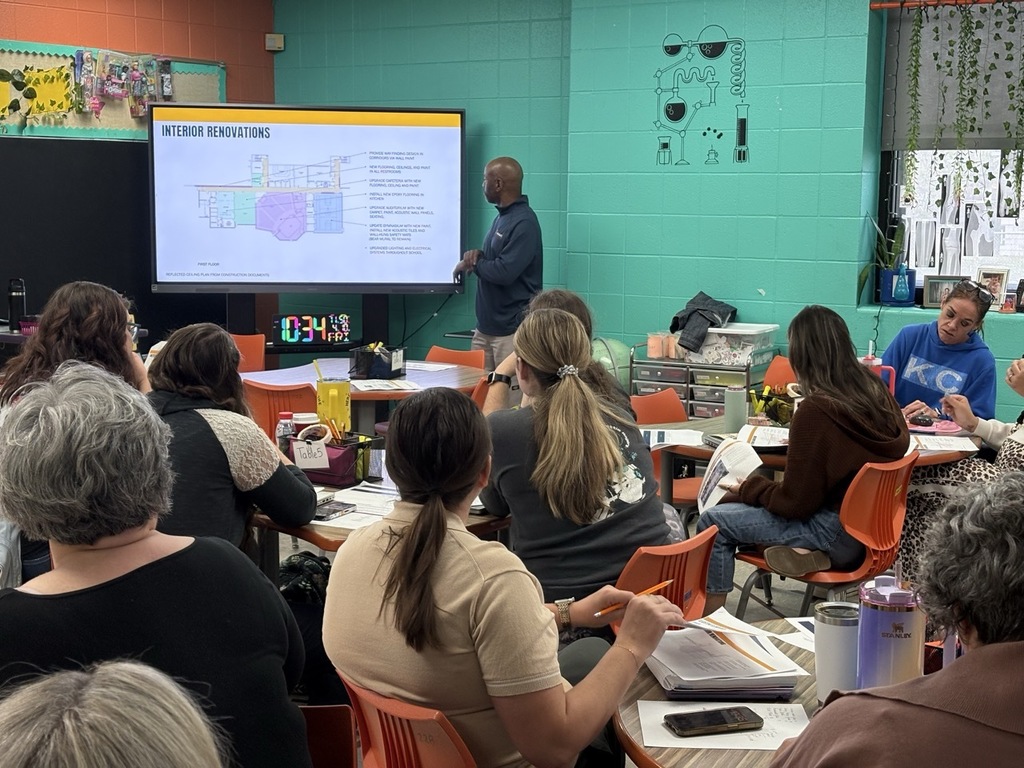 KCPS's Bond Engagement Team speaks to staff about upcoming renovations to their building