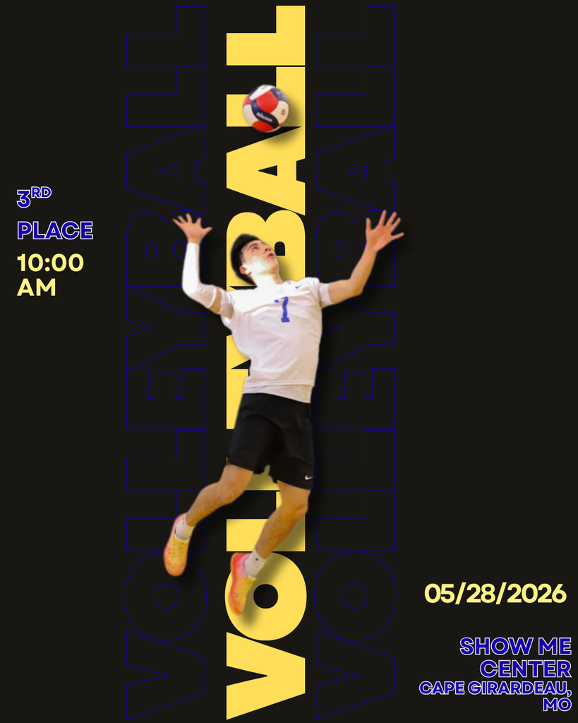 Volleyball player serving the ball on a black background that says volleyball