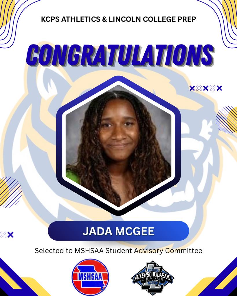 Student picture on white, blue and yellow background