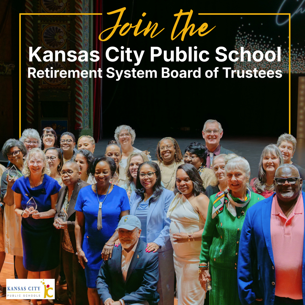 A group of retiring KCPS staff members stand in a group smiling at the camera during an awards banquet