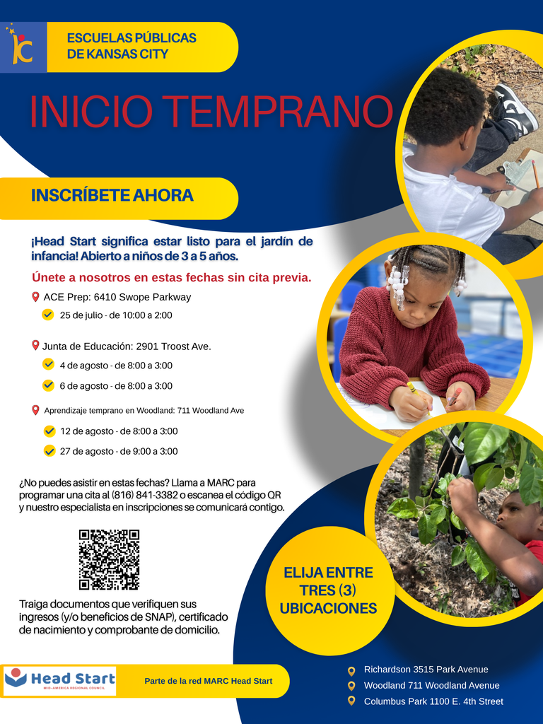 Flyer advertising in Spanish Head Start Application Dates