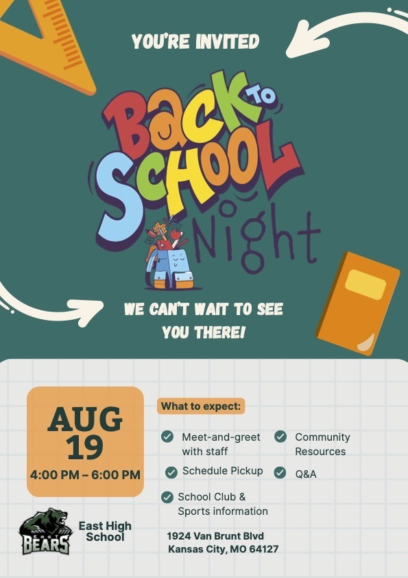 East High School Back To School Night is August 19, 4 to 6 p.m.