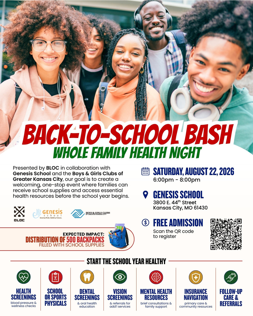 Health Screenings, Physicals, and more for free!  August 22, 2026 at Genesis School